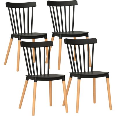Homcom Juego de 4 Sillas de Comedor Estilo Nórdico Moderno con Respaldo de Polipropileno y Patas de Madera 43x52.5x83 cm Negro Aosom España Homcom Juego de 4 Sillas de Comedor Estilo Nórdico Moderno con Respaldo de Polipropileno y Patas de Madera 43x52.5x83 cm Negro Aosom España