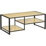 Homcom Mesa de Centro para Salón con 2 Estantes de Almacenamiento Mesa de Café para Sala de Estar Dormitorio Oficina 120x60x46 cm Roble AOSOM ES