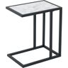 Homcom Mesa Lateral para Sofá Moderna Mesa Auxiliar con Superficie Imitación Mármol Estructura de Metal Ahorro de Espacio 45x30x51,5 cm Blanco   Aosom