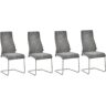 Homcom Set de 4 Sillas de Comedor Tapizadas en Terciopelo con Asiento Acolchado y Patas de Metal Sillas Cantilever 45x61x98 cm Gris AOSOM ES