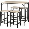 Homcom Set de Mesa Bar y 4 Taburetes Muebles Altos con Mesa de 100x60x88 cm y Taburetes de 32x32x57 cm Negro y Roble