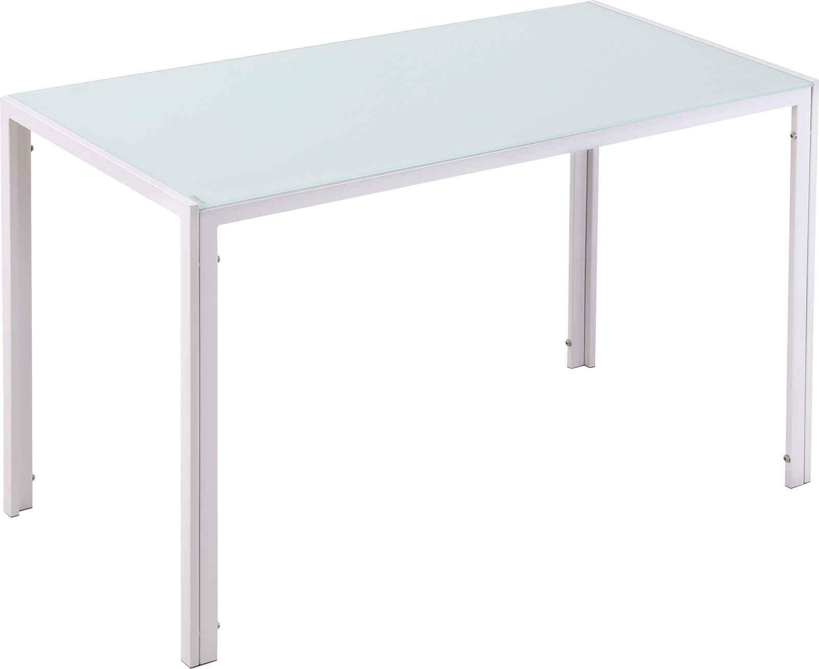 Homcom Mesa de Comedor de Cristal Mesa Rectangular para 4-6 Personas con Patas de Metal Multifuncional para Cocina Salón 120x60x75 cm Blanco AOSOM ES