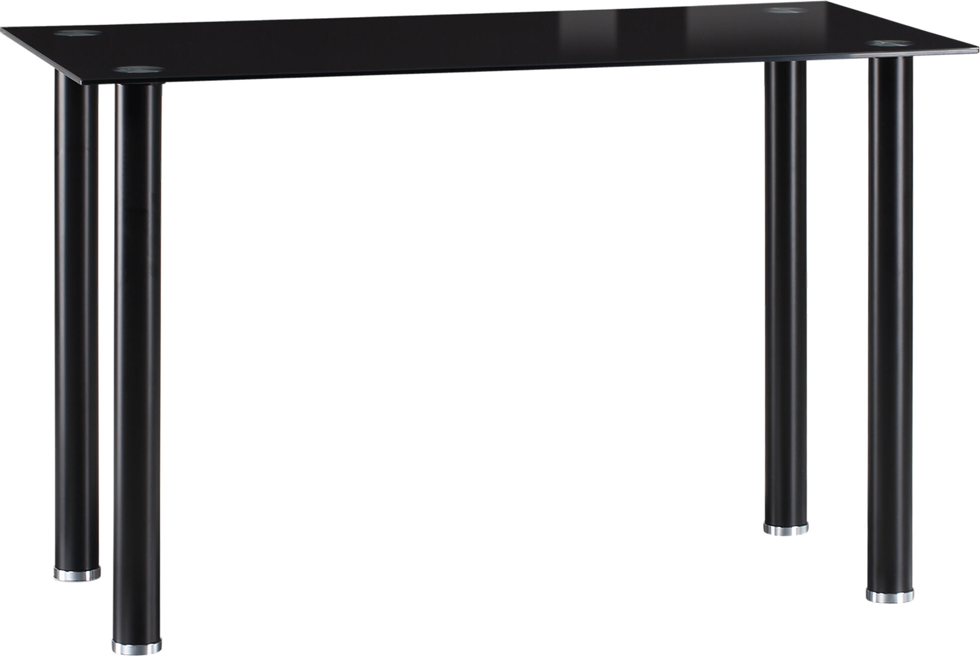 Homcom Mesa de Comedor Rectangular Moderna con Encimera de Cristal y Patas de Acero para Salón Oficina 120x60x75cm Negro