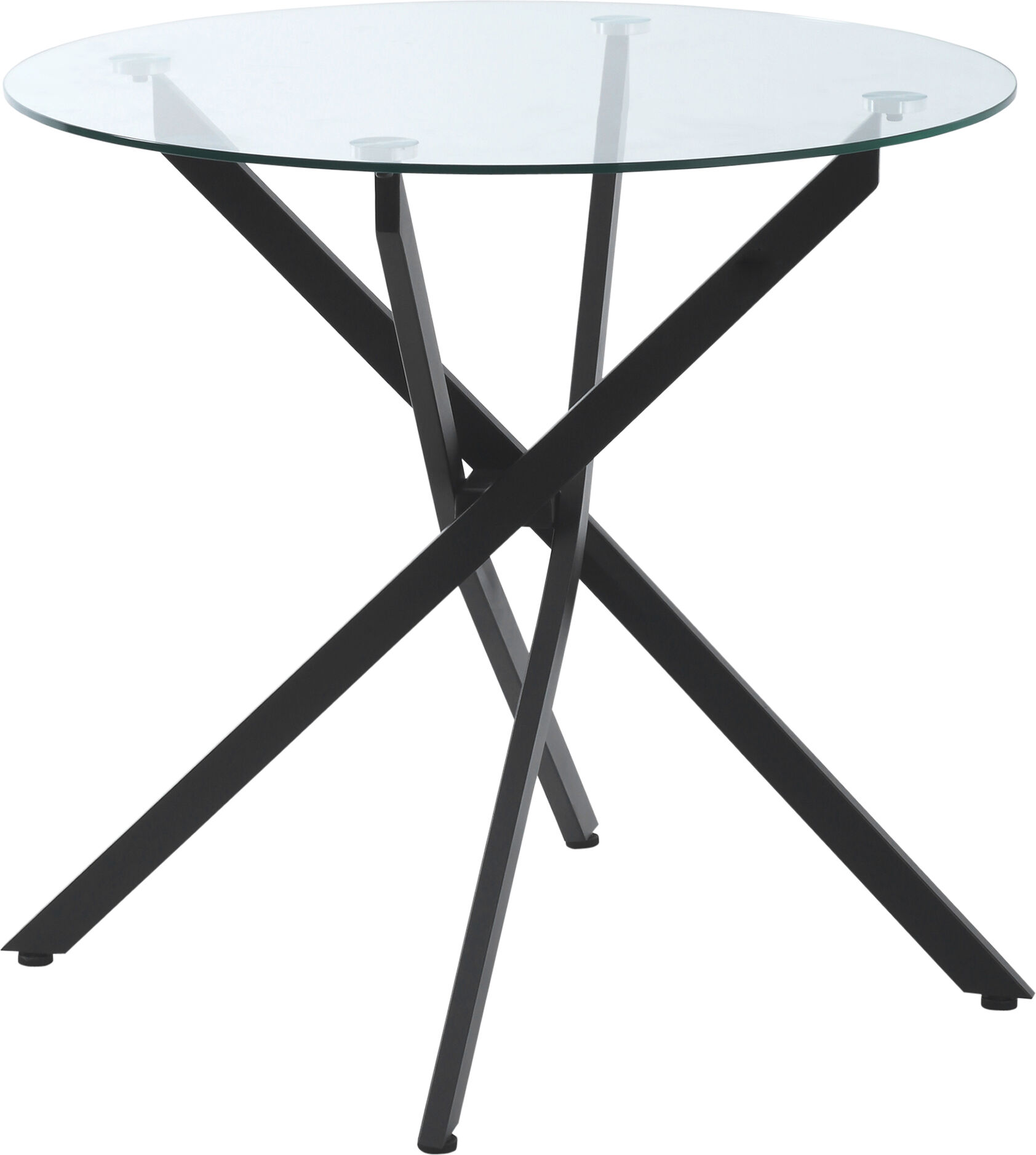 Homcom Mesa de Comedor Redonda con Encimera de Cristal Templado Transparente y Patas Cruzadas de Metal Mesa de Centro para Salón Ø80x75 cm Negro