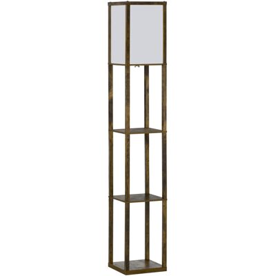 Homcom Lámpara de Pie con 3 Estantes de Almacenaje para Bombilla E27 Potencia Máx. 40W para Salón 26x26x160 cm Marrón Rústico Aosom España Homcom Lámpara de Pie con 3 Estantes de Almacenaje para Bombilla E27 Potencia Máx. 40W para Salón 26x26x160 cm Marrón Rústico Aosom España