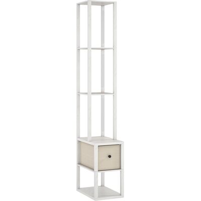 Homcom Lámpara de Pie Moderna con Estantes Abiertos Cajón de Tela e Interruptor de Pie para Dormitorio Sala de Estar Blanco Homcom Lámpara de Pie Moderna con Estantes Abiertos Cajón de Tela e Interruptor de Pie para Dormitorio Sala de Estar Blanco