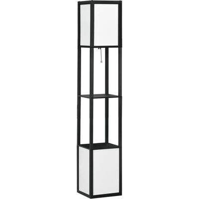 Homcom Lámpara de Pie de Madera con Estante para Bombilla E27 Potencia Máx. 40W Lámpara Moderna 26x26x156 cm Negro y Blanco Aosom España Homcom Lámpara de Pie de Madera con Estante para Bombilla E27 Potencia Máx. 40W Lámpara Moderna 26x26x156 cm Negro y Blanco Aosom España