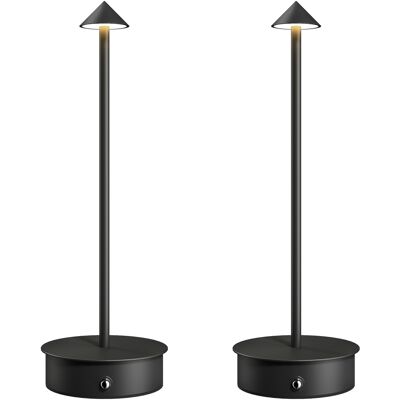 Homcom Juego de 2 Lámparas de Mesa LED Recargables con USB y Control Táctil y Luz Regulable Ø10x30 cm Negro Homcom Juego de 2 Lámparas de Mesa LED Recargables con USB y Control Táctil y Luz Regulable Ø10x30 cm Negro