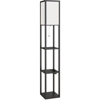 Homcom Lámpara de Pie con Estantes, Luz Regulable, Interruptor de Pedal y Puertos USB, Negro Aosom España Homcom Lámpara de Pie con Estantes, Luz Regulable, Interruptor de Pedal y Puertos USB, Negro Aosom España