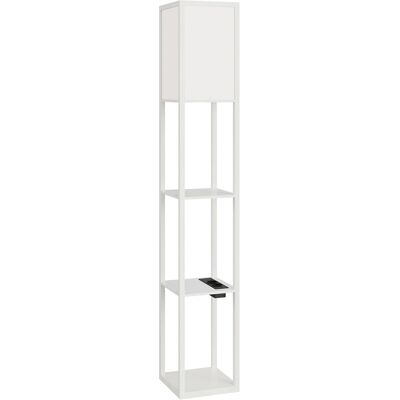 Homcom Lámpara de Pie con Estantes, Luz Regulable, Interruptor de Pedal y Puertos USB, Blanco Aosom España Homcom Lámpara de Pie con Estantes, Luz Regulable, Interruptor de Pedal y Puertos USB, Blanco Aosom España