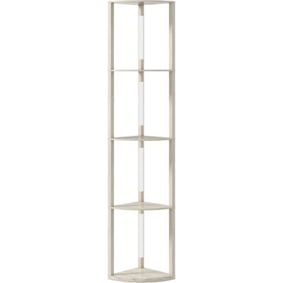 Homcom Lámpara de pie LED, estantería de esquina, regulable, 4 estantes, luz cálida, 41x30x164cm, Roble Aosom España Homcom Lámpara de pie LED, estantería de esquina, regulable, 4 estantes, luz cálida, 41x30x164cm, Roble Aosom España