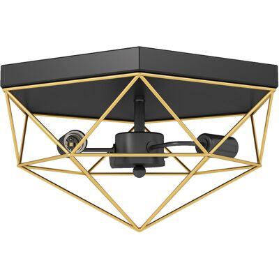 Homcom Lámpara de Techo Estilo Industrial Geométrica con 3 Bases E27 para Bombillas LED, Negro y Oro Aosom España Homcom Lámpara de Techo Estilo Industrial Geométrica con 3 Bases E27 para Bombillas LED, Negro y Oro Aosom España