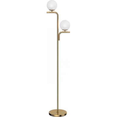 Homcom Lámpara de Pie para Salón de Doble Cabezal, Lámpara de Pie con 3 Temperaturas de Luz, Pantalla de Vidrio, Dorada Homcom Lámpara de Pie para Salón de Doble Cabezal, Lámpara de Pie con 3 Temperaturas de Luz, Pantalla de Vidrio, Dorada