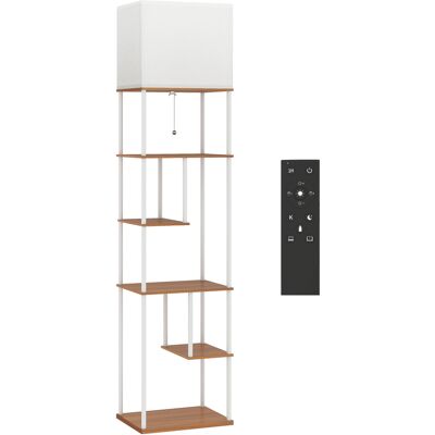 Homcom Lámpara de Pie con Estantes Temperaturas de Color Ajustable 3000K-6500K Control Remoto Bombilla E27 Natural Homcom Lámpara de Pie con Estantes Temperaturas de Color Ajustable 3000K-6500K Control Remoto Bombilla E27 Natural