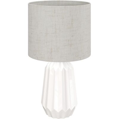 Homcom Lámpara de Mesa con Base de Cerámica y Pantalla de Lino Estilo Retro para Dormitorio 40W Blanco y Beige Homcom Lámpara de Mesa con Base de Cerámica y Pantalla de Lino Estilo Retro para Dormitorio 40W Blanco y Beige