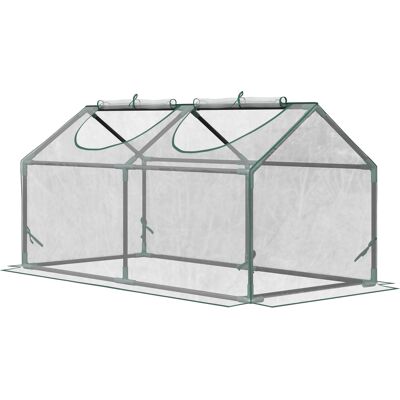 Outsunny Invernadero de Terraza 120x60x60 cm Caseta de Jardín Acero con 2 Ventanas Enrollables Vivero Casero para Cultivos Transparente Aosom España Outsunny Invernadero de Terraza 120x60x60 cm Caseta de Jardín Acero con 2 Ventanas Enrollables Vivero Casero para Cultivos Transparente Aosom España