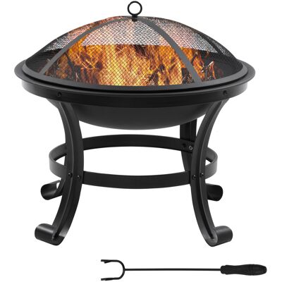 Outsunny Brasero Exterior para Jardín Ø55x50 cm Pozo de Fuego de Acero con Protector de Chispas Atizador para Hogueras Terraza Negro Aosom España Outsunny Brasero Exterior para Jardín Ø55x50 cm Pozo de Fuego de Acero con Protector de Chispas Atizador para Hogueras Terraza Negro Aosom España