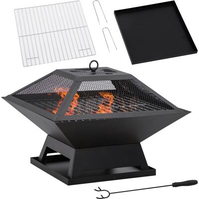Outsunny - Pozo de fuego de acero 45x45x34 - Negro - Hoguera exterior Outsunny - Pozo de fuego de acero 45x45x34 - Negro - Hoguera exterior