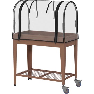 Outsunny Huerto Urbano Elevado 80x40x120 cm con Cubierta de Invernadero y Estante Inferior para Cultivo Plantas Flores Marrón Aosom España Outsunny Huerto Urbano Elevado 80x40x120 cm con Cubierta de Invernadero y Estante Inferior para Cultivo Plantas Flores Marrón Aosom España