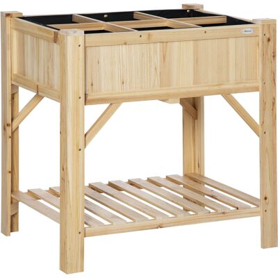 Outsunny Huerto Urbano de Madera 120x60x81 cm Mesa de Cultivo con 6 Compartimentos y Estante Inferior para Jardín Natural Aosom España Outsunny Huerto Urbano de Madera 120x60x81 cm Mesa de Cultivo con 6 Compartimentos y Estante Inferior para Jardín Natural Aosom España