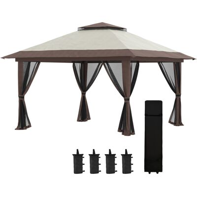 Outsunny Carpa Plegable 4x4 m Carpa Jardín Oxford Protección UV50+ Altura Ajustable Doble Techo Mosquiteras 392x392 cm Beige Aosom España Outsunny Carpa Plegable 4x4 m Carpa Jardín Oxford Protección UV50+ Altura Ajustable Doble Techo Mosquiteras 392x392 cm Beige Aosom España