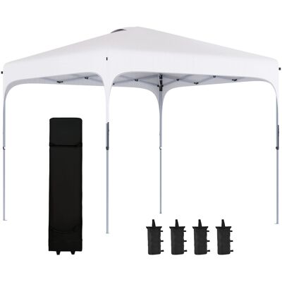 Outsunny Cenador Plegable 2,5x2,5x2,68 m Carpa de Jardín Altura Ajustable con 4 Bolsas de Arena y Bolsa de Transporte Blanco Aosom España Outsunny Cenador Plegable 2,5x2,5x2,68 m Carpa de Jardín Altura Ajustable con 4 Bolsas de Arena y Bolsa de Transporte Blanco Aosom España