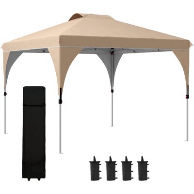 Outsunny Carpa Plegable pabellón de jardín pop-up plegable 3x3 m con bolsa de transporte con ruedas, alturas ajustables Aosom España Outsunny Carpa Plegable pabellón de jardín pop-up plegable 3x3 m con bolsa de transporte con ruedas, alturas ajustables Aosom España