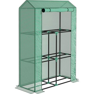 Outsunny Invernadero de Jardín con estantes de 3 niveles, invernadero con cubierta reforzada de PE y puerta enrollable 100x40x150 cm Aosom España Outsunny Invernadero de Jardín con estantes de 3 niveles, invernadero con cubierta reforzada de PE y puerta enrollable 100x40x150 cm Aosom España