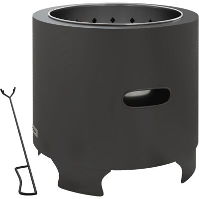 Outsunny Brasero sin humo para exteriores, redondo y portátil de metal con atizador - diámetro 45 cm - Negro Aosom España Outsunny Brasero sin humo para exteriores, redondo y portátil de metal con atizador - diámetro 45 cm - Negro Aosom España