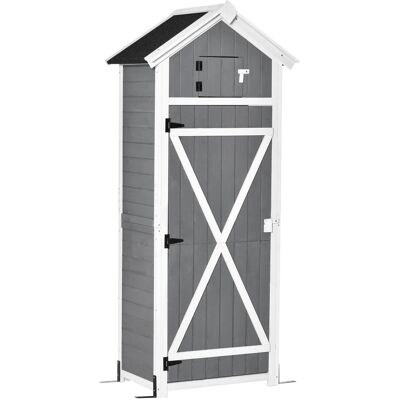 Outsunny Armario Exterior de Madera resistente a la intemperie 78x52,5x182 cm, caseta de herramientas con puerta Aosom España Outsunny Armario Exterior de Madera resistente a la intemperie 78x52,5x182 cm, caseta de herramientas con puerta Aosom España