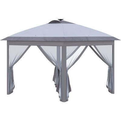 Outsunny Pabellón Plegable 3,3x3,3 m con Iluminación LED, Cortinas de Malla, Bolsa de Transporte, Gris Aosom España Outsunny Pabellón Plegable 3,3x3,3 m con Iluminación LED, Cortinas de Malla, Bolsa de Transporte, Gris Aosom España