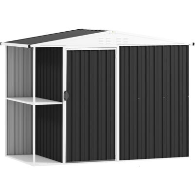 Outsunny Cobertizo de Jardín con 2 Estantes Puerta con Cerradura y Estructura Resistente en Acero Galvanizado 245x117x161/180 cm Outsunny Cobertizo de Jardín con 2 Estantes Puerta con Cerradura y Estructura Resistente en Acero Galvanizado 245x117x161/180 cm