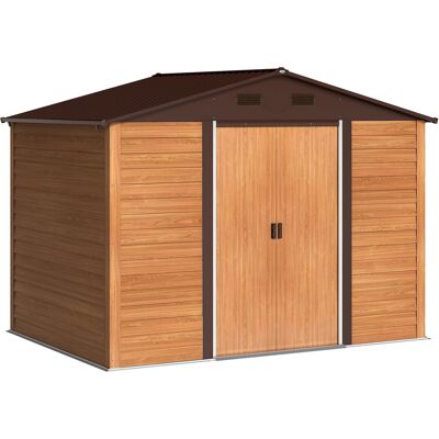 Outsunny Caseta de Jardín con 2 Puertas y 4 Ventanas para Almacenamiento de Herramientas 278x195x215cm Natural Aosom España Outsunny Caseta de Jardín con 2 Puertas y 4 Ventanas para Almacenamiento de Herramientas 278x195x215cm Natural Aosom España