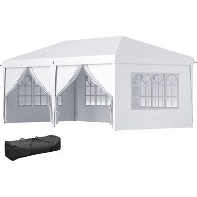 Outsunny Carpa Plegable de Jardín 5,85x2,95x2,7 m con 4 Paneles 4 Ventanas 2 Puertas 1 Bolsa Anti-UV y 12 Orificios de Drenaje Blanco Aosom España Outsunny Carpa Plegable de Jardín 5,85x2,95x2,7 m con 4 Paneles 4 Ventanas 2 Puertas 1 Bolsa Anti-UV y 12 Orificios de Drenaje Blanco Aosom España