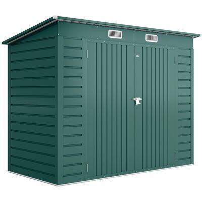 Outsunny Cobertizo Metálico Caseta de Jardín Exterior 2,7m² 249x121x183 cm con Doble Puerta 2 Ventilaciones y Pestillo Verde Aosom España Outsunny Cobertizo Metálico Caseta de Jardín Exterior 2,7m² 249x121x183 cm con Doble Puerta 2 Ventilaciones y Pestillo Verde Aosom España