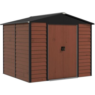 Outsunny Cobertizo de Jardín Exterior 4,4 m² 240x206x198 cm con Suelo Puerta Corredera y Cerradura Armario para Jardín Teca Aosom España Outsunny Cobertizo de Jardín Exterior 4,4 m² 240x206x198 cm con Suelo Puerta Corredera y Cerradura Armario para Jardín Teca Aosom España