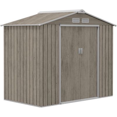 Outsunny Caseta Jardín Acero Galvanizado 2,42 m² 213x130x185 cm con 2 Puertas Correderas Techo Inclinado y 4 Ventanas Natural Aosom España Outsunny Caseta Jardín Acero Galvanizado 2,42 m² 213x130x185 cm con 2 Puertas Correderas Techo Inclinado y 4 Ventanas Natural Aosom España