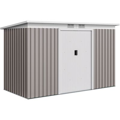 Outsunny Caseta de Jardín con Puertas Correderas y Ventilaciones Caseta de Herramientas Jardín 3,2 m² 280x130x172 cm Gris Claro Aosom España Outsunny Caseta de Jardín con Puertas Correderas y Ventilaciones Caseta de Herramientas Jardín 3,2 m² 280x130x172 cm Gris Claro Aosom España