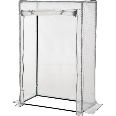 Outsunny Invernadero de jardín, invernadero de balcón, lona reforzada de PE, estructura de acero, puerta enrollable con cremallera, 100 x 50 x 150 cm blanco Outsunny Invernadero de jardín, invernadero de balcón, lona reforzada de PE, estructura de acero, puerta enrollable con cremallera, 100 x 50 x 150 cm blanco