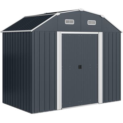 Outsunny Caseta de Exterior Metálica 2,7 m² 238x132x198,5 cm con Base Estantes Ajustables 2 Puertas Corredizas y 2 Ventanas Gris Aosom España Outsunny Caseta de Exterior Metálica 2,7 m² 238x132x198,5 cm con Base Estantes Ajustables 2 Puertas Corredizas y 2 Ventanas Gris Aosom España