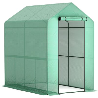 Outsunny Invernadero de jardín PE estante 2 niveles, invernadero de balcón, lona reforzada 140 g/m², chasis de acero, 186x120x190cm, verde Aosom España Outsunny Invernadero de jardín PE estante 2 niveles, invernadero de balcón, lona reforzada 140 g/m², chasis de acero, 186x120x190cm, verde Aosom España
