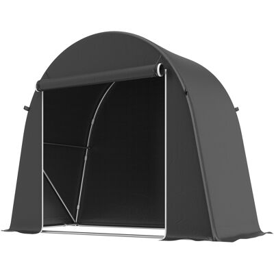 Outsunny Tienda Garaje para Bicicletas y Herramientas con Entrada con Cremallera, en PE y Metal, 245x120x200 cm, Gris oscuro Outsunny Tienda Garaje para Bicicletas y Herramientas con Entrada con Cremallera, en PE y Metal, 245x120x200 cm, Gris oscuro