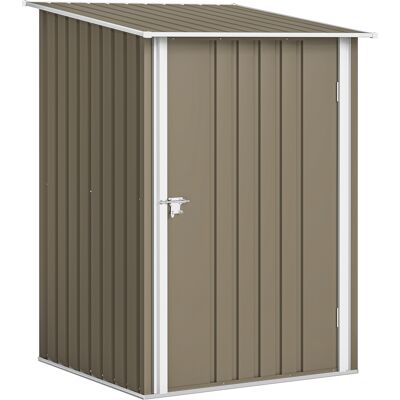Outsunny Caseta de Jardín para Herramientas en Acero Galvanizado con Puerta, 100x104x160 cm, Marrón y Blanco Aosom España Outsunny Caseta de Jardín para Herramientas en Acero Galvanizado con Puerta, 100x104x160 cm, Marrón y Blanco Aosom España