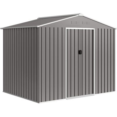 Outsunny Cobertizo de Jardín Exterior 3,6 m² 236x171x191 cm con Puerta Corredera Techo Inclinado Ranuras de Ventilación Gris Aosom España Outsunny Cobertizo de Jardín Exterior 3,6 m² 236x171x191 cm con Puerta Corredera Techo Inclinado Ranuras de Ventilación Gris Aosom España