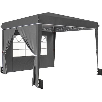 Outsunny Cenador de jardín exterior 3x3m, cenador plegable con paneles laterales, protección UV 50+, bolsa de transporte, gris Aosom España Outsunny Cenador de jardín exterior 3x3m, cenador plegable con paneles laterales, protección UV 50+, bolsa de transporte, gris Aosom España