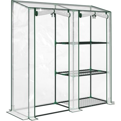 Outsunny Mini Invernadero con 3 Estantes, 2 Puertas Enrollables, Invernadero para Huerto con Estructura de Acero y Cubierta de Plástico, para Plantas Huerto Verduras Flores Frutas, Anti-UV, 143x45x151 cm, Transparente Aosom España Outsunny Mini Invernadero con 3 Estantes, 2 Puertas Enrollables, Invernadero para Huerto con Estructura de Acero y Cubierta de Plástico, para Plantas Huerto Verduras Flores Frutas, Anti-UV, 143x45x151 cm, Transparente Aosom España