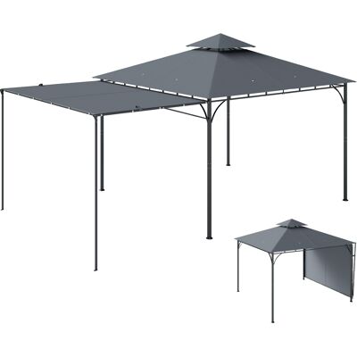 Outsunny Pabellón 3,2x3,2 m Estable Resistente al Invierno, Pabellón de Jardín con Voladizo de Techo Extensible, Doble Techo, Gris oscuro Aosom España Outsunny Pabellón 3,2x3,2 m Estable Resistente al Invierno, Pabellón de Jardín con Voladizo de Techo Extensible, Doble Techo, Gris oscuro Aosom España