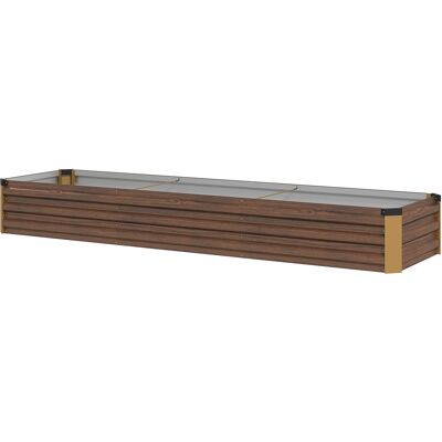 Outsunny Huerto Elevado para Exterior 405L, Jardinera de Balcón en Acero Galvanizado con Fondo Abierto, para Plantas, Flores y Verduras, 240x60x30 cm, Efecto Madera Oscura Aosom España Outsunny Huerto Elevado para Exterior 405L, Jardinera de Balcón en Acero Galvanizado con Fondo Abierto, para Plantas, Flores y Verduras, 240x60x30 cm, Efecto Madera Oscura Aosom España