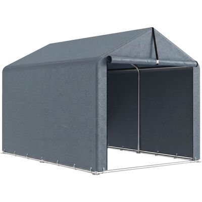 Outsunny Tienda de garaje 2,2 x 1,6 m Impermeable Tienda para herramientas con puerta enrollable Techo a dos aguas Estructura de acero, resistente a UV Gris oscuro Aosom España Outsunny Tienda de garaje 2,2 x 1,6 m Impermeable Tienda para herramientas con puerta enrollable Techo a dos aguas Estructura de acero, resistente a UV Gris oscuro Aosom España
