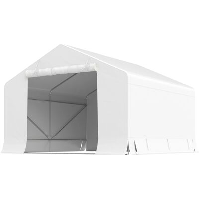 Outsunny Cobertizo de Jardín y Carpa Garaje 3x3 m Impermeable con Puerta Enrollable, Metal y PE, Blanco Aosom España Outsunny Cobertizo de Jardín y Carpa Garaje 3x3 m Impermeable con Puerta Enrollable, Metal y PE, Blanco Aosom España